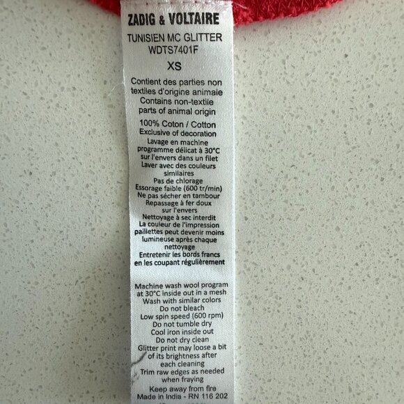 Zadig & Voltaire Orange Glitter "Sunshine" T-Shirt – Size XS – Fun & Edgy - Picture 4 of 4